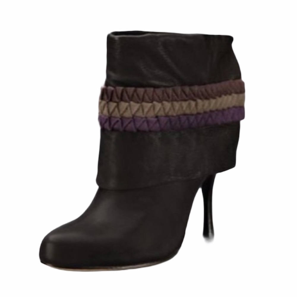 Tracy Reese ᪥ Piper Suede Heeled Ankle Bootie ᪥ Ribbon Detail ᪥ Gunmetal ᪥ 7M - Picture 9 of 10